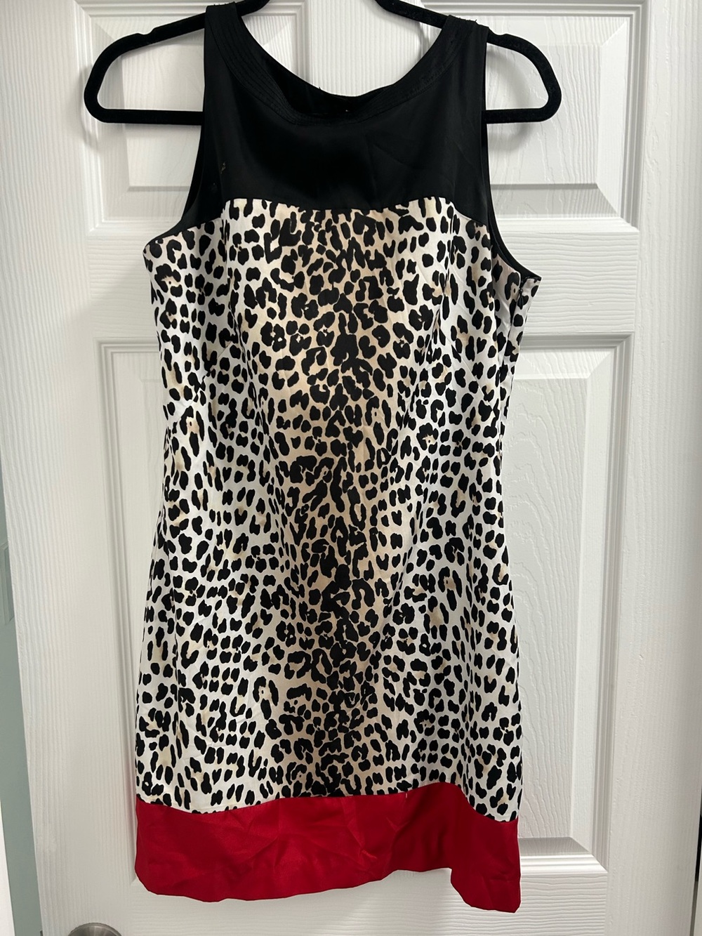 White House Black Market Black, Cream & Red Leopard-Print Dress